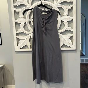 Grey Tie up Detail Dress